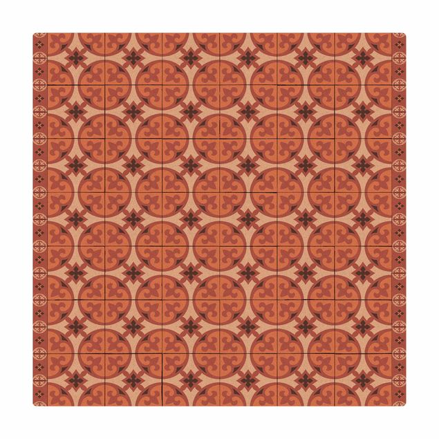 store gulvtæpper Geometrical Tile Mix Circles Orange