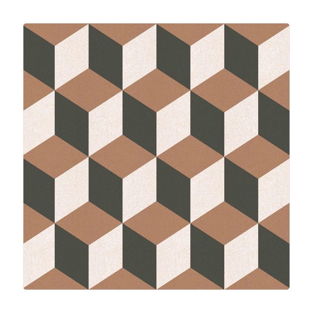 store gulvtæpper Geometrical Tile Mix Cubes Blue Grey