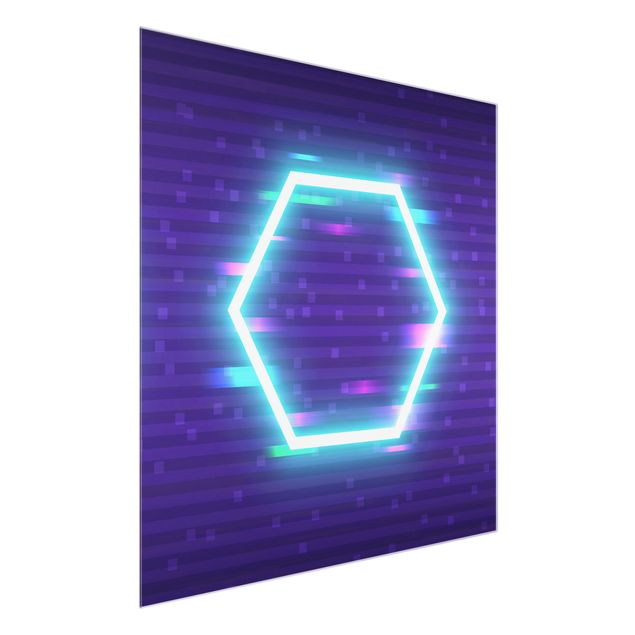 Glas magnettavla Geometrical Hexagon In Neon Colours