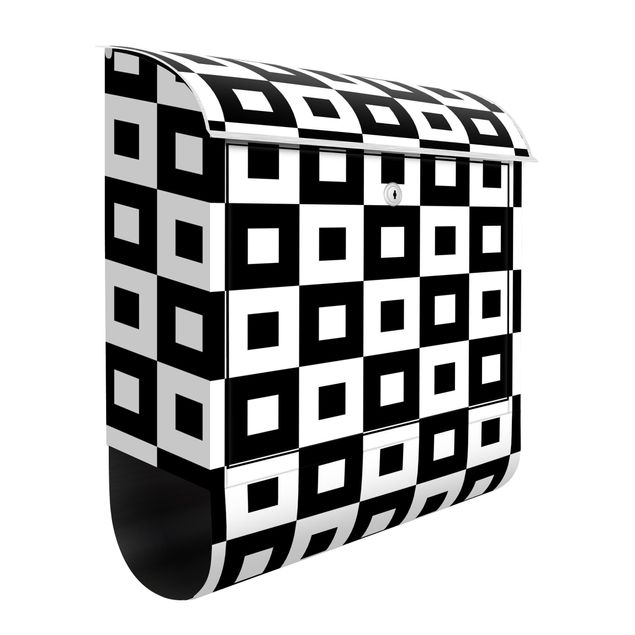 Postkasser sort og hvid Geometrical Pattern Of Black And White Squares,