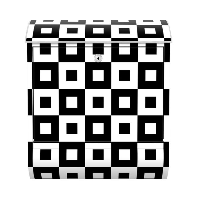 Postkasser sort Geometrical Pattern Of Black And White Squares,
