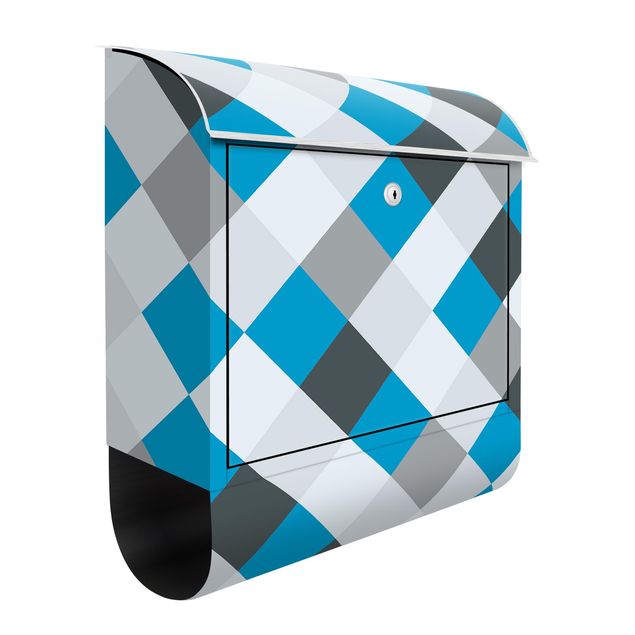 Postkasser blå Geometrical Pattern Rotated Chessboard Blue