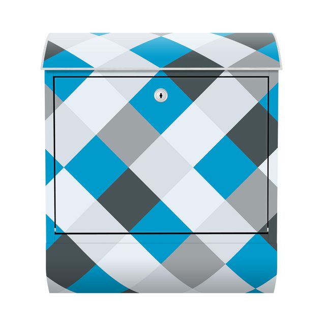Postkasser grå Geometrical Pattern Rotated Chessboard Blue