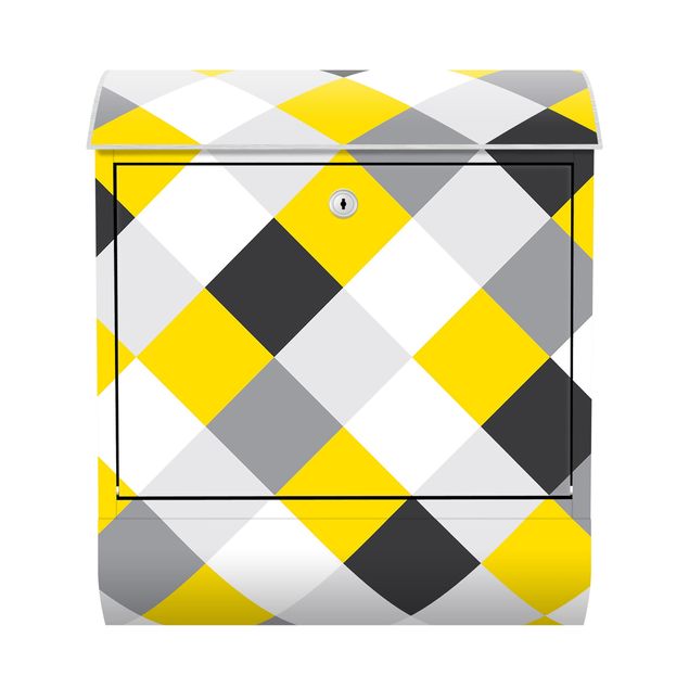 Postkasser grå Geometrical Pattern Rotated Chessboard Yellow
