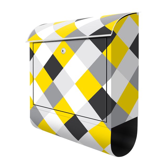 Postkasser Geometrical Pattern Rotated Chessboard Yellow