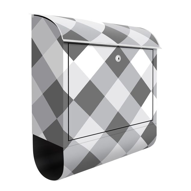 Postkasser grå Geometrical Pattern Rotated Chessboard Grey