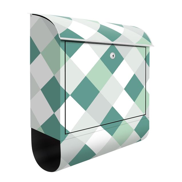 Postkasser grøn Geometrical Pattern Rotated Chessboard Green