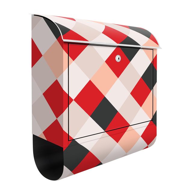 Postkasser rød Geometrical Pattern Rotated Chessboard Red