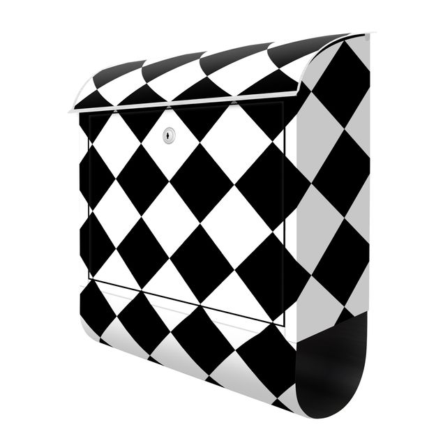 Postkasser Geometrical Pattern Rotated Chessboard Black And White