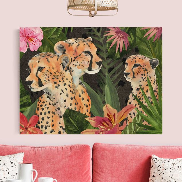 Billeder på lærred katte Three Cheetahs In The Jungle