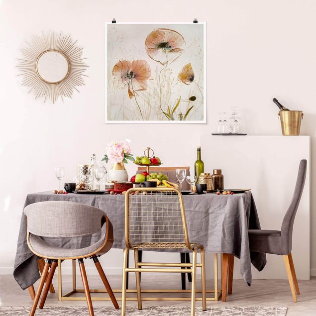Plakater blomster Dried Poppy Flowers With Delicate Grasses