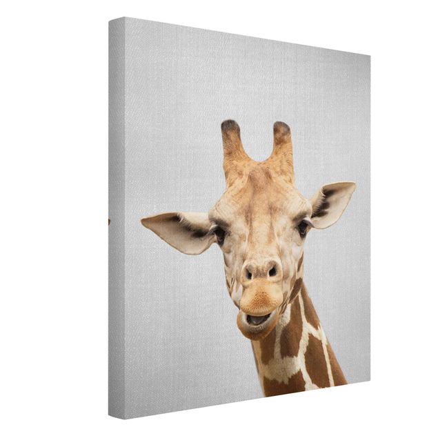 Billeder på lærred sort og hvid Giraffe Gundel