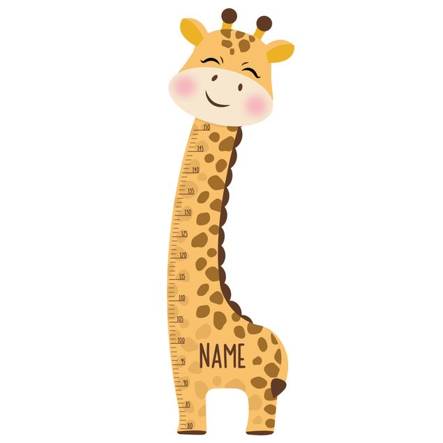 Wallstickers dyr Giraffe boy with custom name