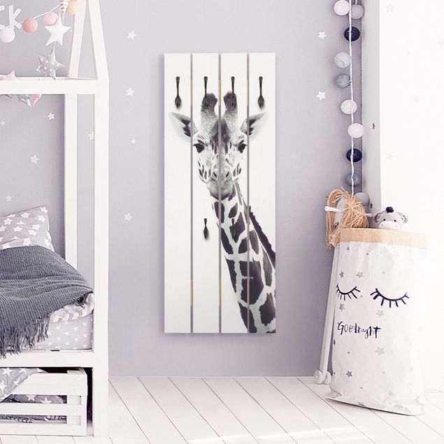 Knagerækker dyr Giraffe Portrait In Black And White