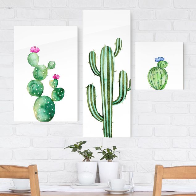 køkken dekorationer Watercolour Cactus Set