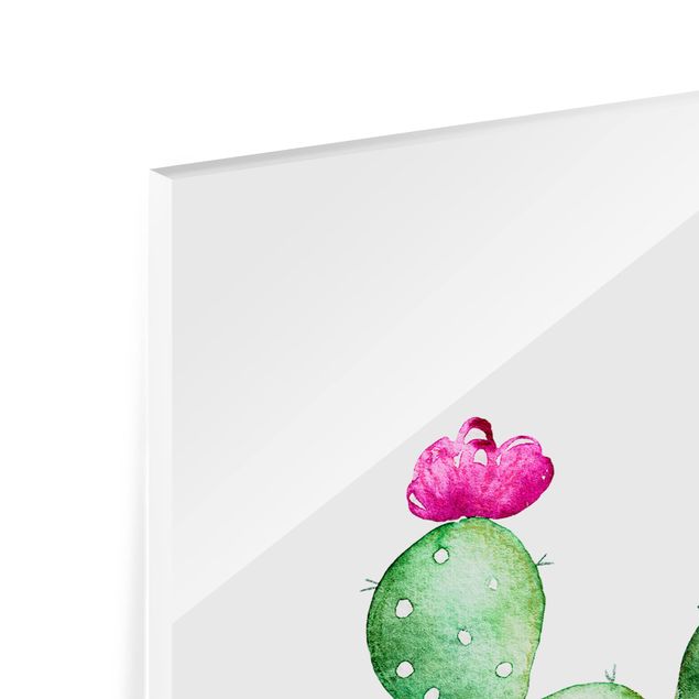 Glas magnettavla Watercolour Cactus Set