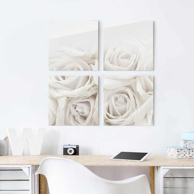 Glasbilleder roser White Roses