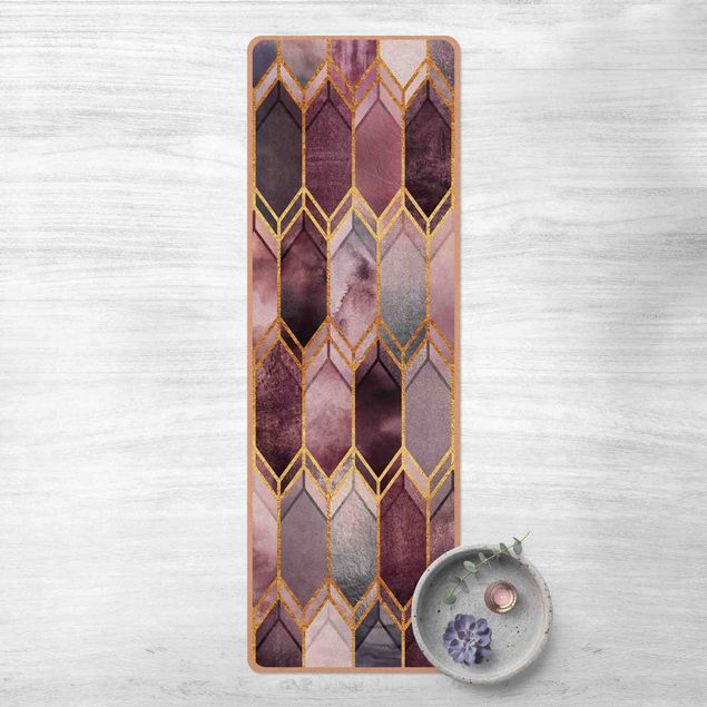 Yogamåtter Stained Glass Geometric Rose Gold