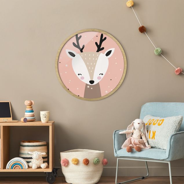 Indrammede plakater dyr Happy Deer