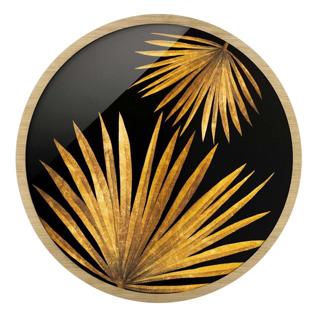 Billeder sort Gold - Palm Leaf On Black