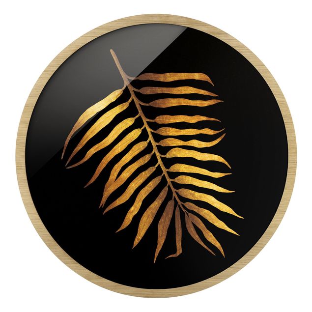 Billeder sort Gold - Palm Leaf II On Black