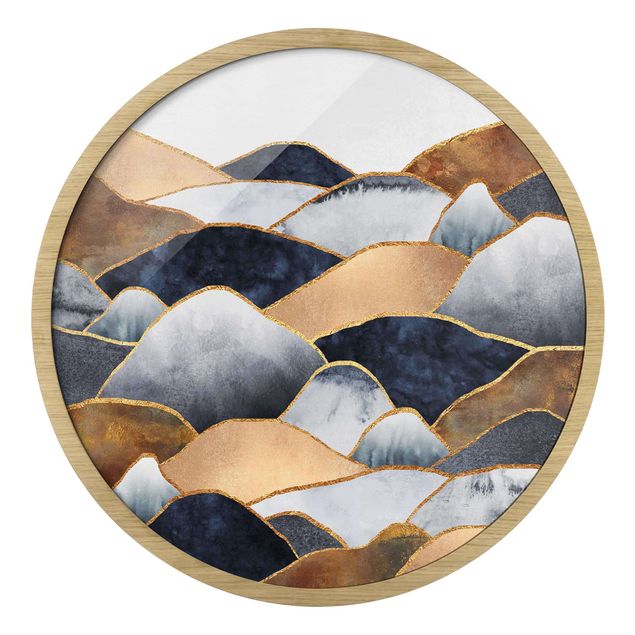 Billeder abstrakt Golden Mountains Watercolour