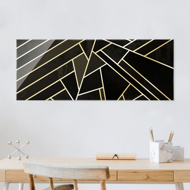køkken dekorationer Golden Geometry - Black Triangles