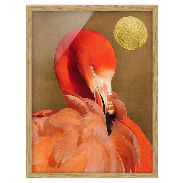 Billeder moderne Golden Moon With Flamingo