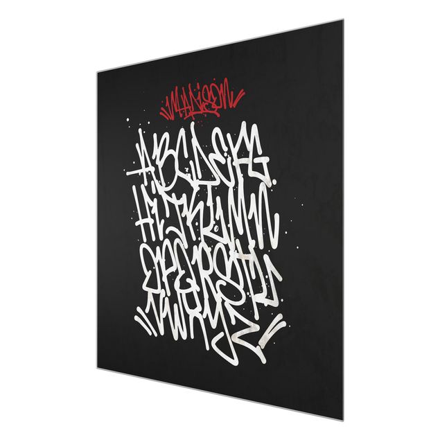 Glas magnettavla Graffiti Art Alphabet