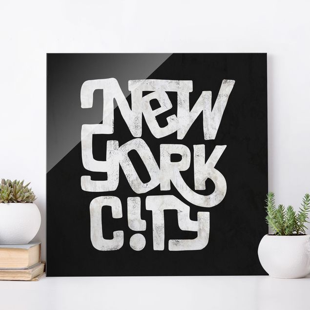 Glasbilleder New York Graffiti Art Calligraphy New York City Black