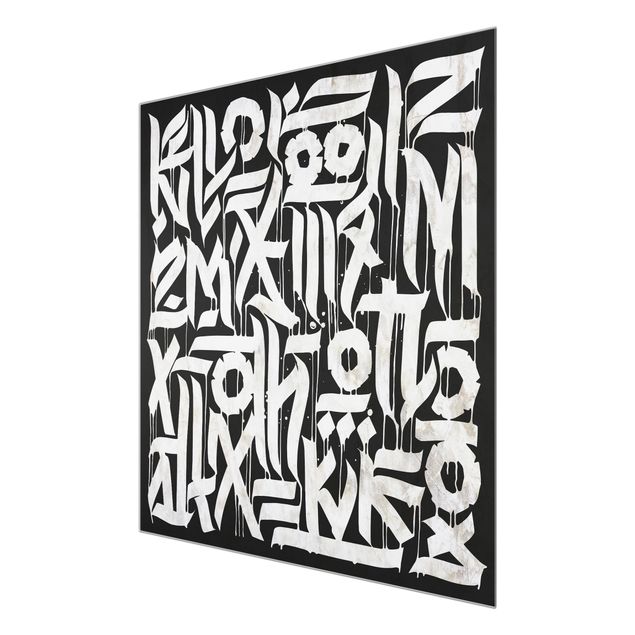 Glas magnettavla Graffiti Art Calligraphy Black
