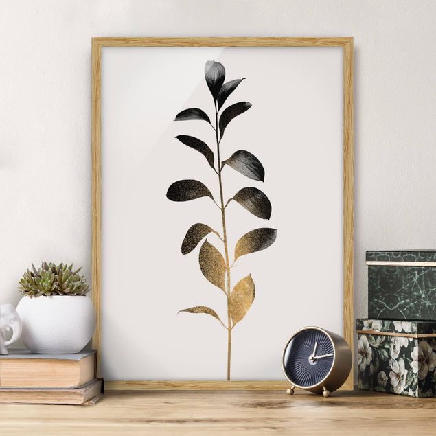 køkken dekorationer Graphical Plant World - Gold And Grey