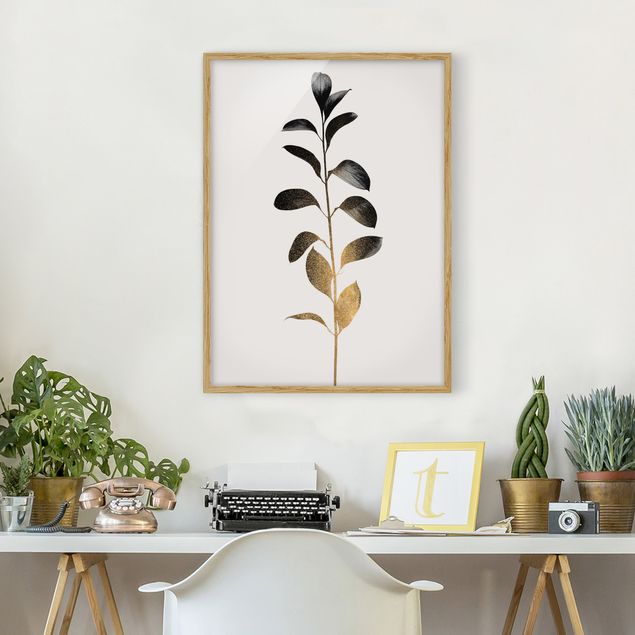 Indrammede plakater blomster Graphical Plant World - Gold And Grey