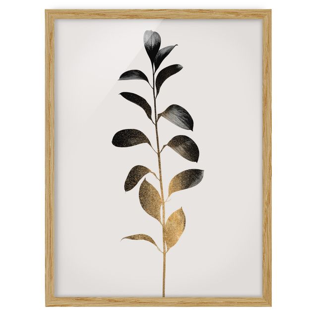 Indrammede plakater sort og hvid Graphical Plant World - Gold And Grey