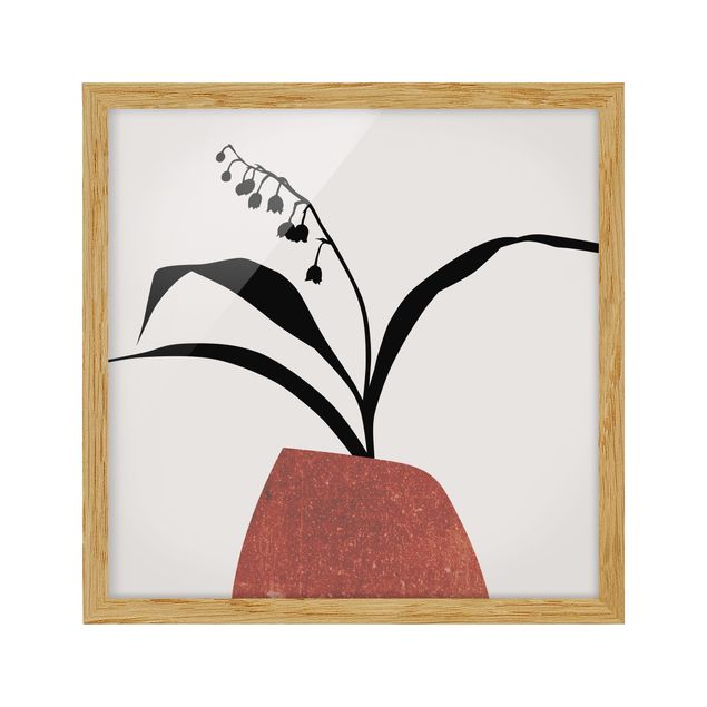 Indrammede plakater sort og hvid Graphical Plant World - Lily Of The Valley