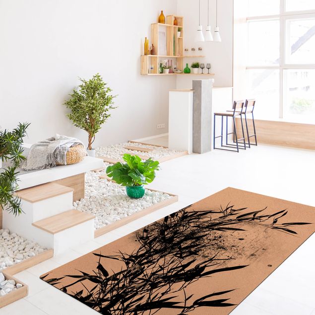 moderne gulvtæppe Graphical Plant World - Black Bamboo