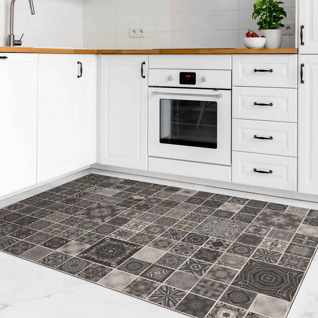 moderne gulvtæppe Grey Jungle Tiles With Silver Shimmer