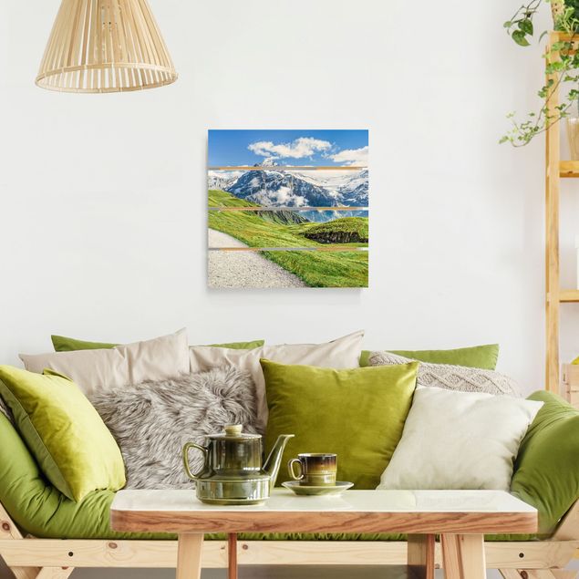 Prints på træ landskaber Grindelwald Panorama
