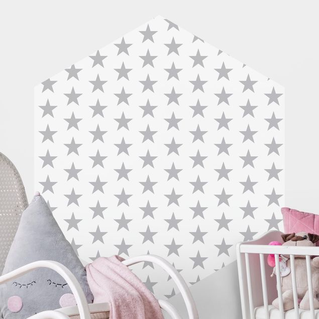 Børneværelse deco Large Gray Stars On White
