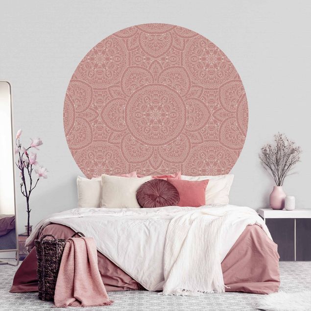 Tapet ornamenter Large Mandala Pattern In Antique Pink