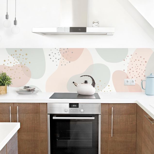 Stænkplade køkken Large Pastel Circular Shapes with Dots