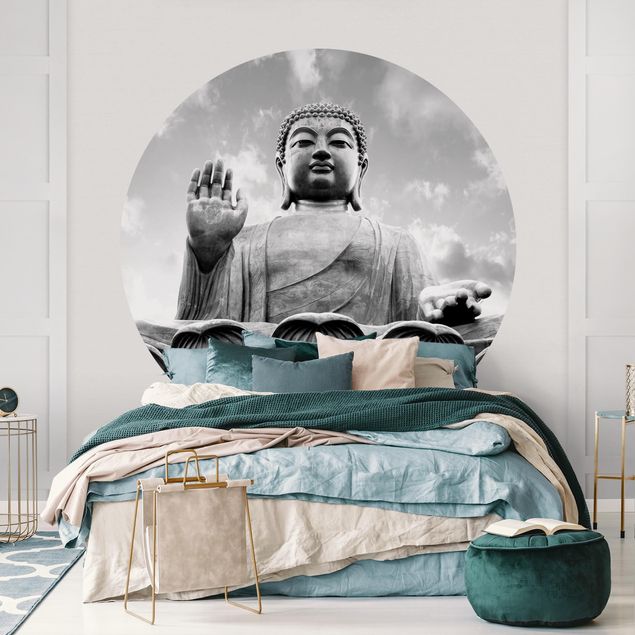 Moderne tapet Big Buddha Black And White