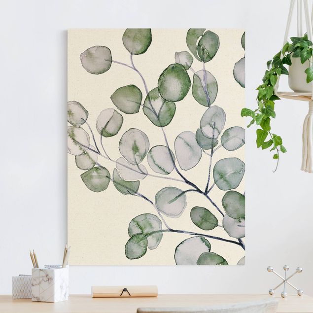 køkken dekorationer Green Watercolour Eucalyptus Branch