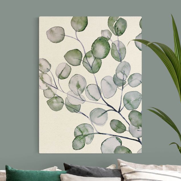 Billeder på lærred blomster Green Watercolour Eucalyptus Branch