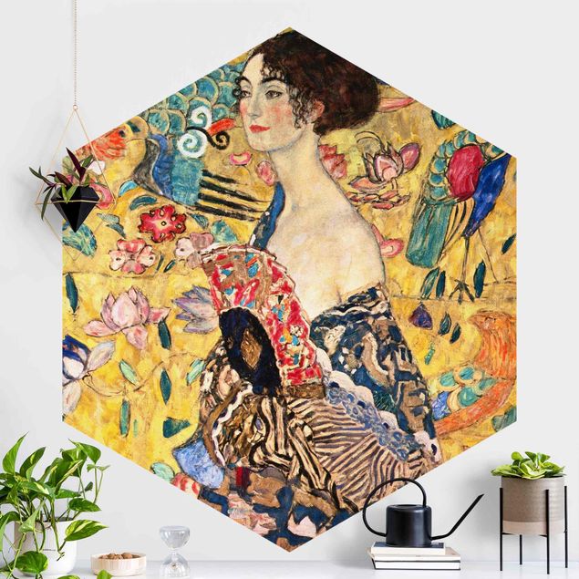 Kunst stilarter art deco Gustav Klimt - Lady With Fan