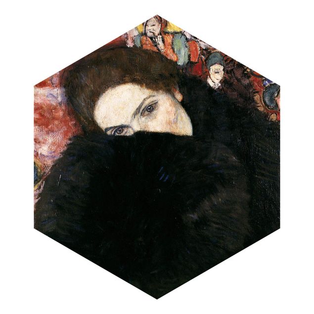 Sort tapet Gustav Klimt - Lady With A Muff