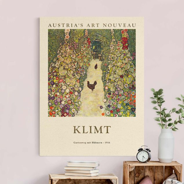 Billeder på lærred fugle Gustav Klimt - Path Through The Garden With Chickens - Museum Edition