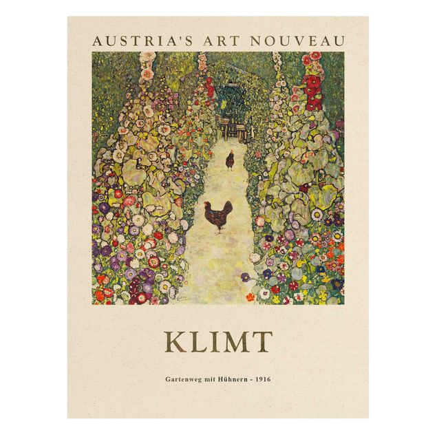 Billeder blomster Gustav Klimt - Path Through The Garden With Chickens - Museum Edition