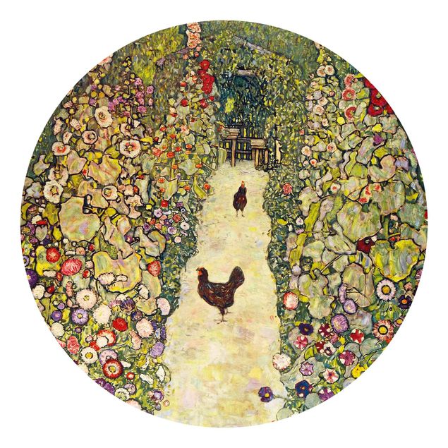 Blomster tapet Gustav Klimt - Garden Path with Hens