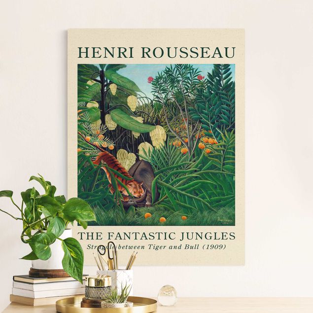 Billeder på lærred tiger Henri Rousseau - Fight Between A Tiger And A Buffalo - Museum Edition